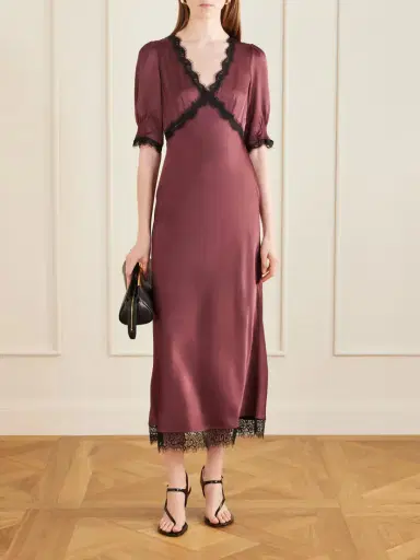 Rixo Annina Lace-trimmed Satin Midi Dress | Thumbnail 2 Rixo Annina Lace-trimmed Satin Midi Dress | Thumbnail 2