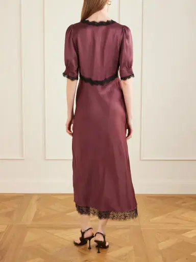 Rixo Annina Lace-trimmed Satin Midi Dress | Thumbnail 3 Rixo Annina Lace-trimmed Satin Midi Dress | Thumbnail 3