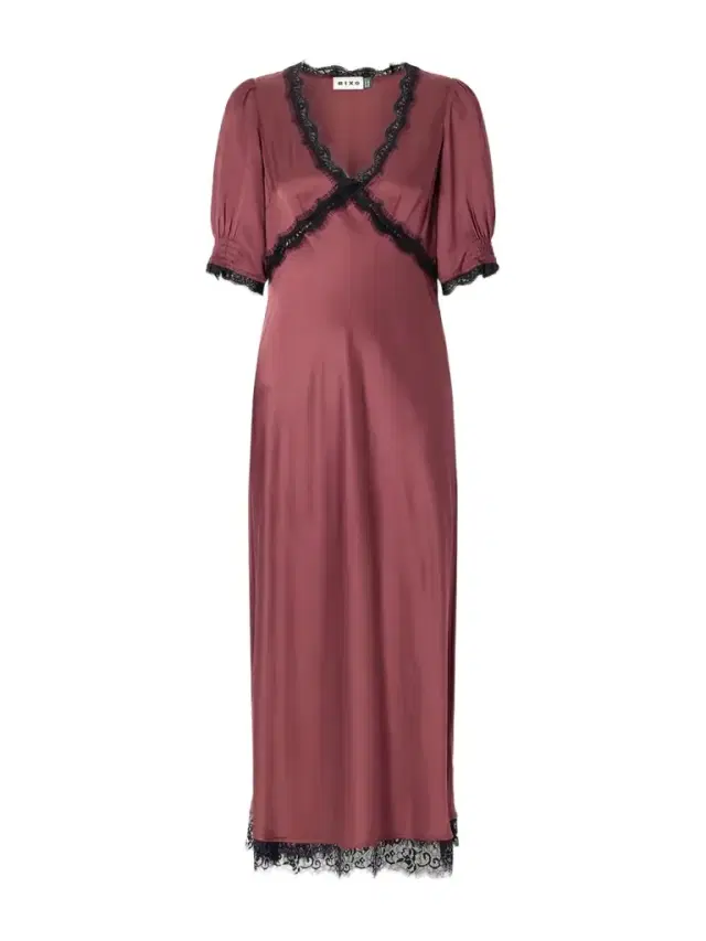 Rixo Annina Lace-trimmed Satin Midi Dress