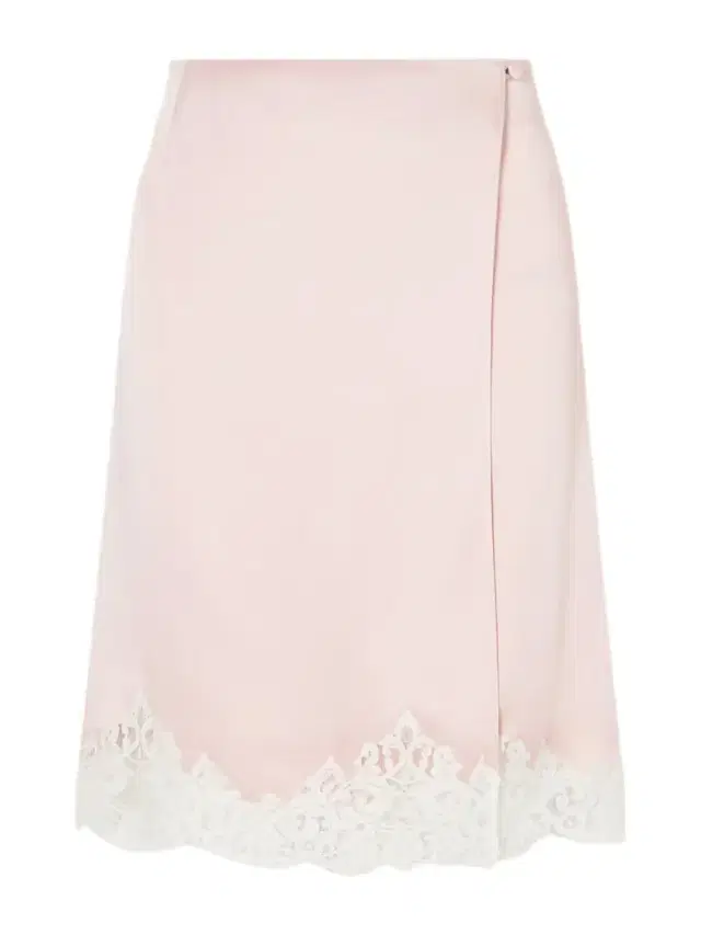 Lace-trimmed Satin Midi Skirt