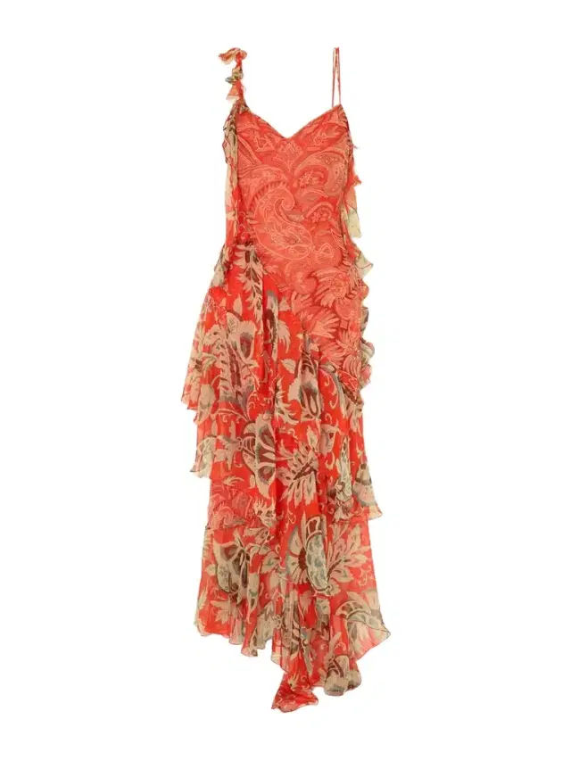 Ruffles Floral-print Silk-chiffon Midi Dress