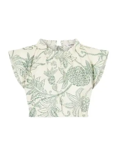 Lemlem Muna Cropped Ruched Printed Linen Top | Thumbnail 1