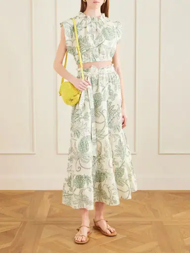 Lemlem Sanaa Tiered Printed Linen Midi Skirt | Thumbnail 2