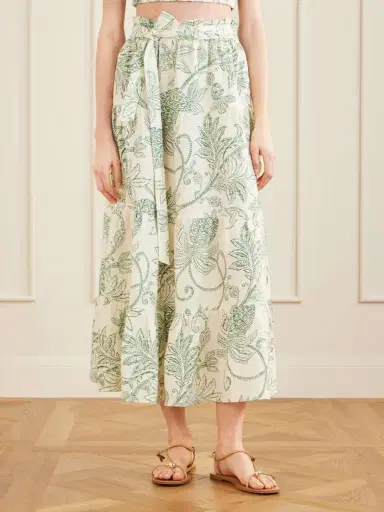 Lemlem Sanaa Tiered Printed Linen Midi Skirt | Thumbnail 3