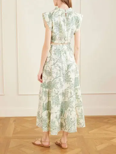 Lemlem Sanaa Tiered Printed Linen Midi Skirt | Thumbnail 4