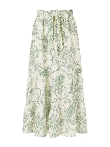 Lemlem Sanaa Tiered Printed Linen Midi Skirt | Thumbnail 1