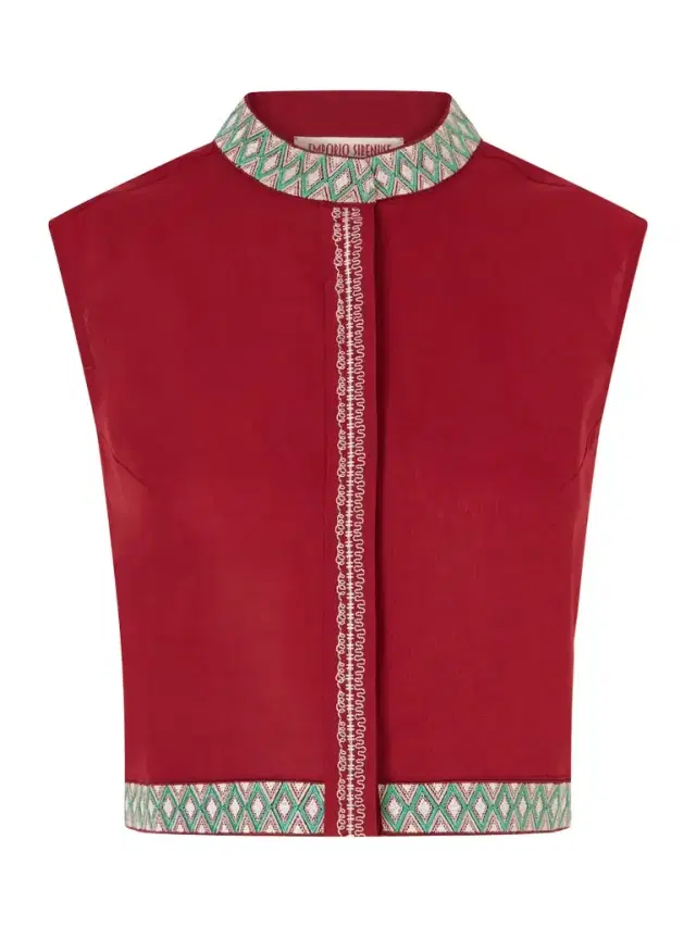 Emporio Sirenuse Embroidered Linen And Cotton-blend Blouse