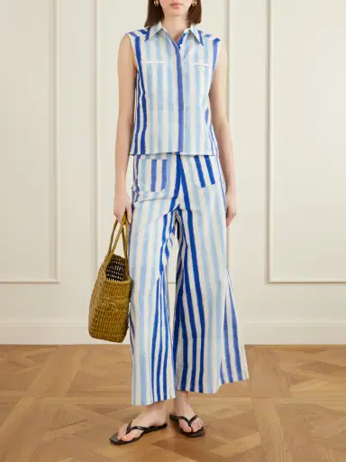 Emporio Sirenuse Striped Wide-leg Cotton Pants | Thumbnail 2 Emporio Sirenuse Striped Wide-leg Cotton Pants | Thumbnail 2