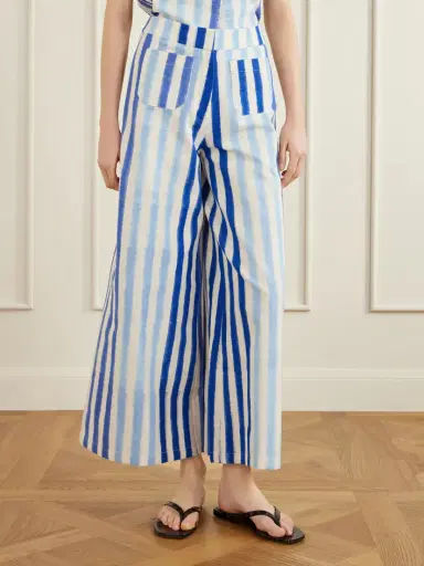 Emporio Sirenuse Striped Wide-leg Cotton Pants | Thumbnail 3 Emporio Sirenuse Striped Wide-leg Cotton Pants | Thumbnail 3