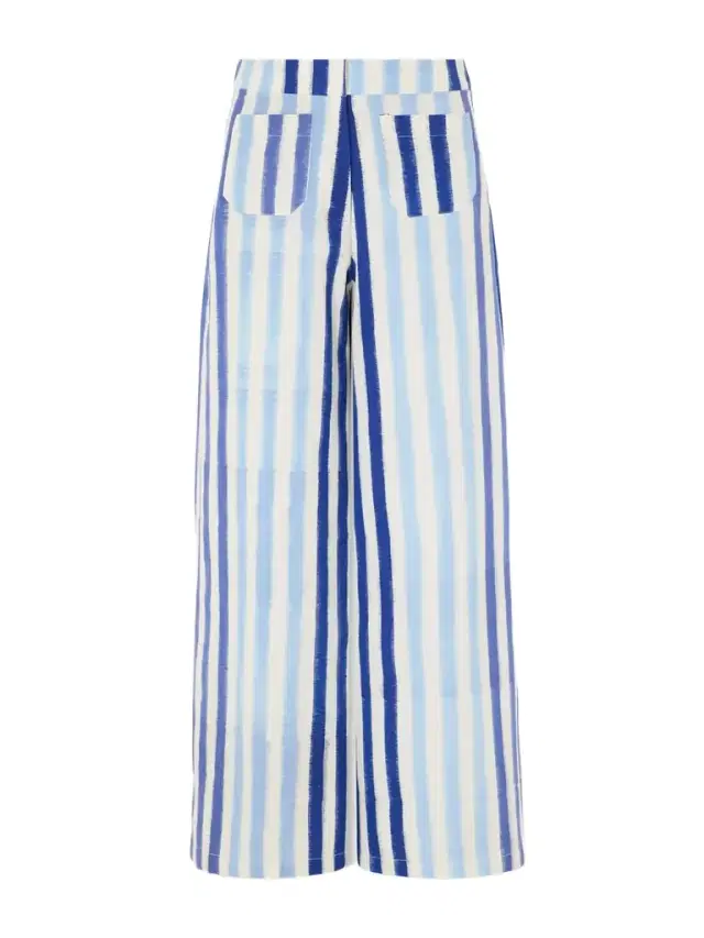 Emporio Sirenuse Striped Wide-leg Cotton Pants