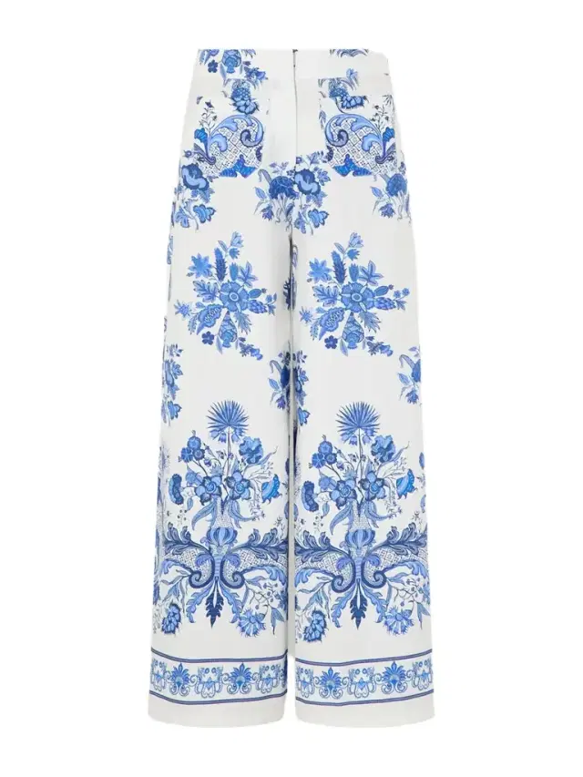 Emporio Sirenuse Floral Printed Cotton Wide-leg Pants
