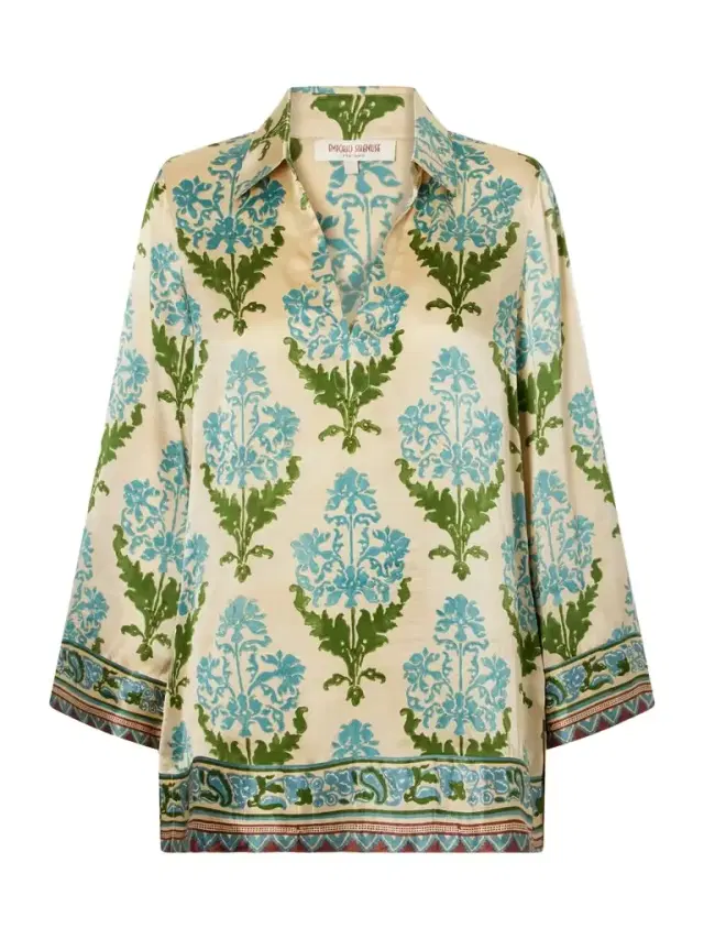 Emporio Sirenuse Jila Three Floral-print Silk-satin Shirt