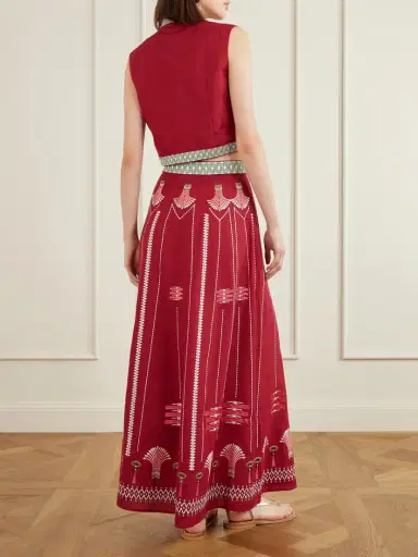 Emporio Sirenuse Embroidered Linen And Cotton-blend Maxi Skirt | Thumbnail 3 Emporio Sirenuse Embroidered Linen And Cotton-blend Maxi Skirt | Thumbnail 3