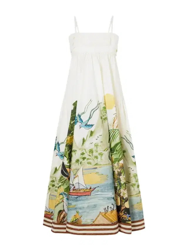 Printed Organic Cotton Midi Dress