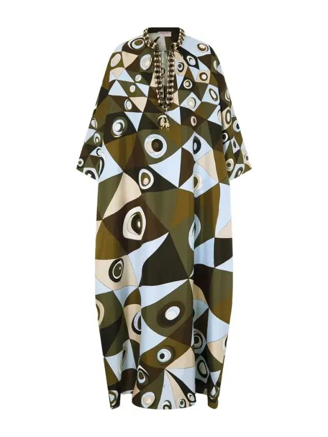 Embellished Printed Silk-twill Kaftan