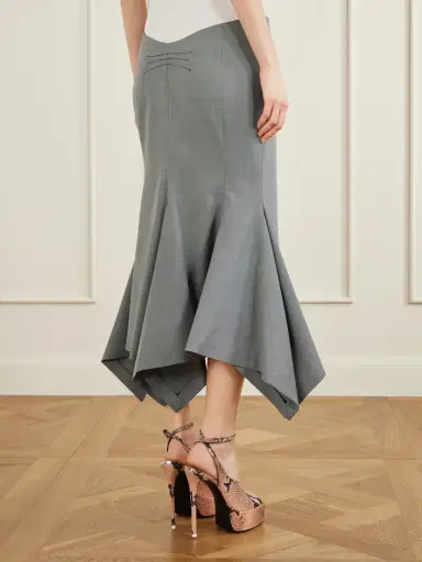 The Attico Wool And Cotton-blend Midi Skirt | Thumbnail 4 The Attico Wool And Cotton-blend Midi Skirt | Thumbnail 4