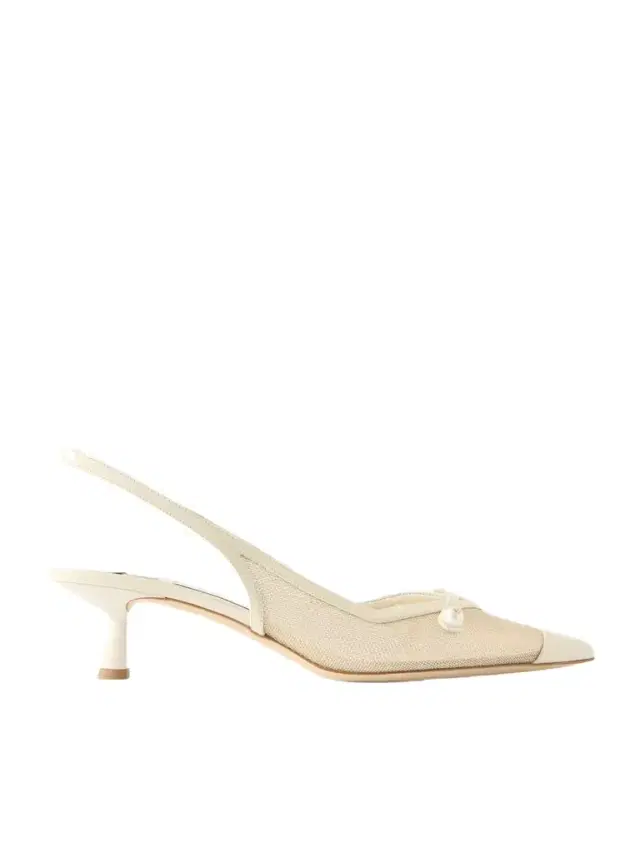 Jimmy Choo Amita 45 Embellished Patent-leather Trimmed Metallic Mesh Slingback Pumps