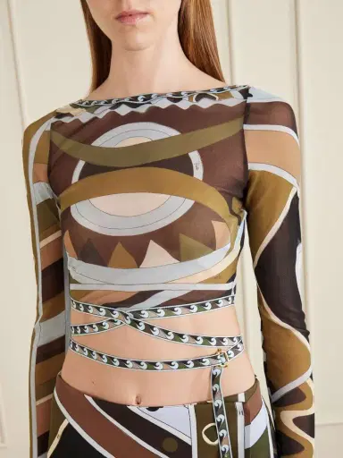 PUCCI Cropped Printed Tulle Top | Thumbnail 4 PUCCI Cropped Printed Tulle Top | Thumbnail 4