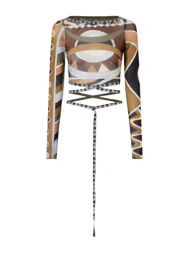 PUCCI Cropped Printed Tulle Top | Thumbnail 1 PUCCI Cropped Printed Tulle Top | Thumbnail 1