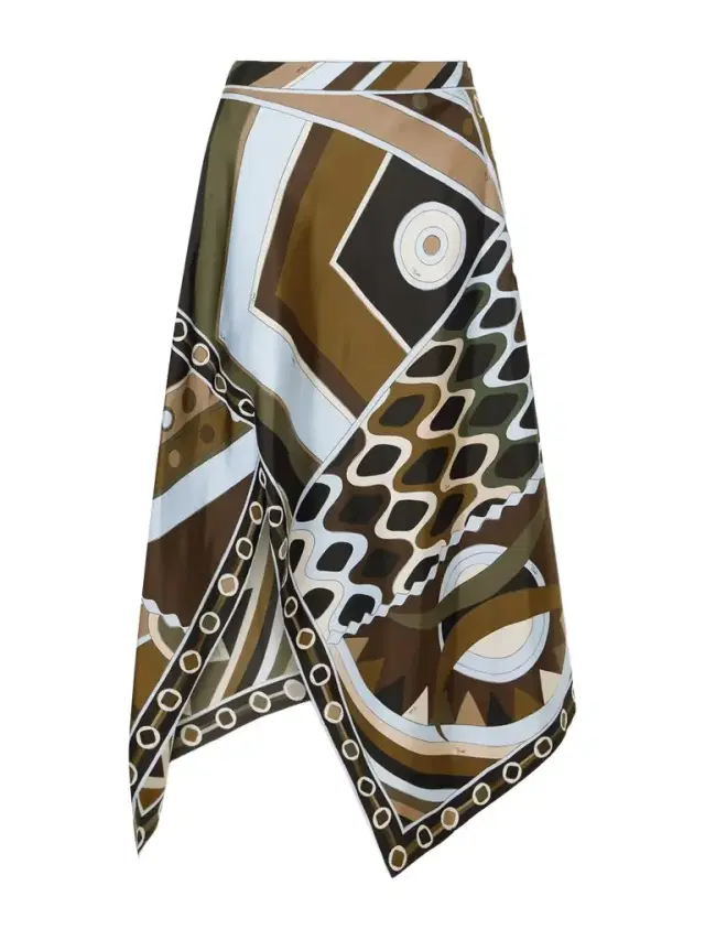 Asymmetric Printed Silk-twill Maxi Skirt