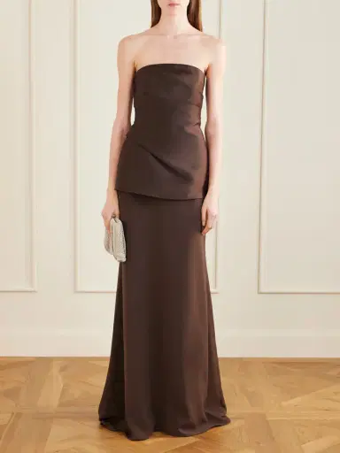 Solace London Alia Gathered Satin And Crepe Gown | Thumbnail 2