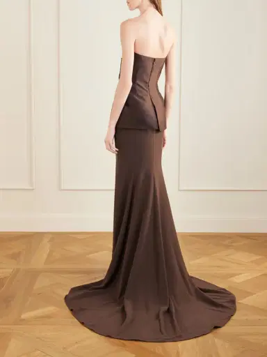 Solace London Alia Gathered Satin And Crepe Gown | Thumbnail 3