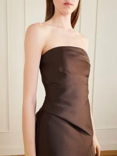 Solace London Alia Gathered Satin And Crepe Gown | Thumbnail 4