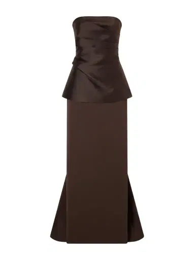 Solace London Alia Gathered Satin And Crepe Gown | Thumbnail 1