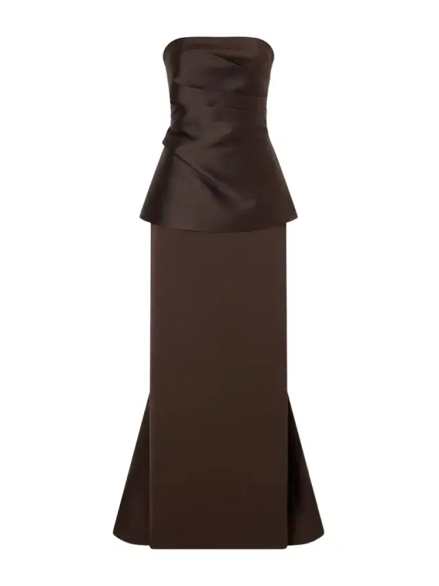 Alia Gathered Satin And Crepe Gown