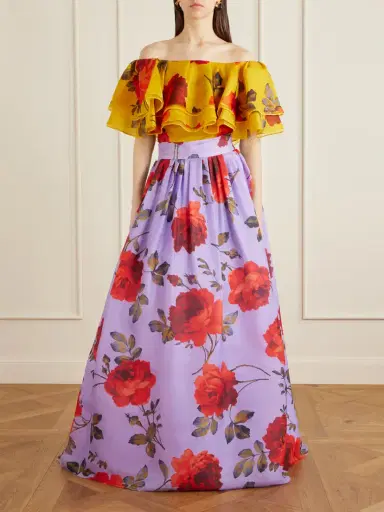 Carolina Herrera Floral-print Linen Organza Maxi Skirt | Thumbnail 2 Carolina Herrera Floral-print Linen Organza Maxi Skirt | Thumbnail 2