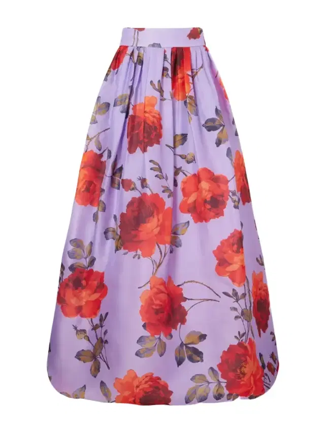 Floral-print Linen Organza Maxi Skirt