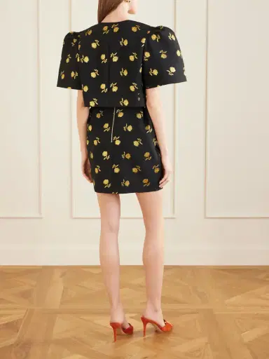 Carolina Herrera Cropped Embroidered Jacquard Evening Jacket | Thumbnail 4 Carolina Herrera Cropped Embroidered Jacquard Evening Jacket | Thumbnail 4