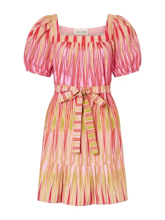 Yashi Belted Printed Cotton Mini Dress