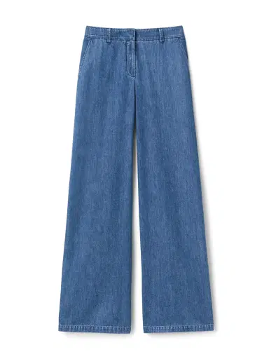 LAFAYETTE 148 Charles Wide-Leg Chambray Pants | Thumbnail 1