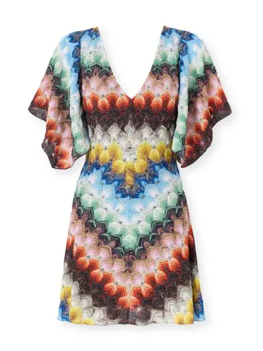 Missoni Lamé Lace Flutter-Sleeve Mini Dress | Thumbnail 1