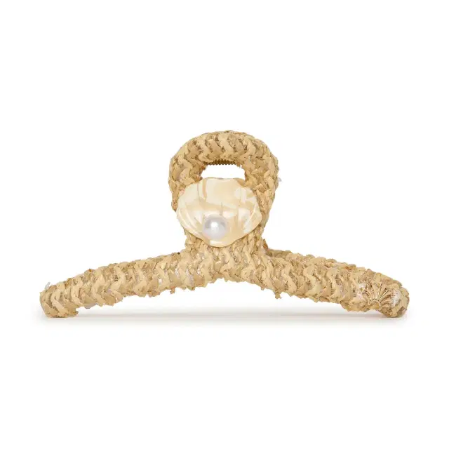 NATURAL RAFFIA SHELL CLAW CLIP