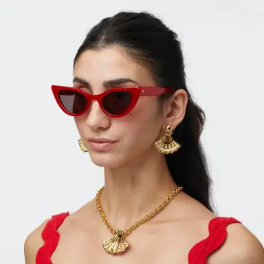 Lele Sadoughi RED MYKONOS CAT EYE SUNGLASSES | Thumbnail 2
