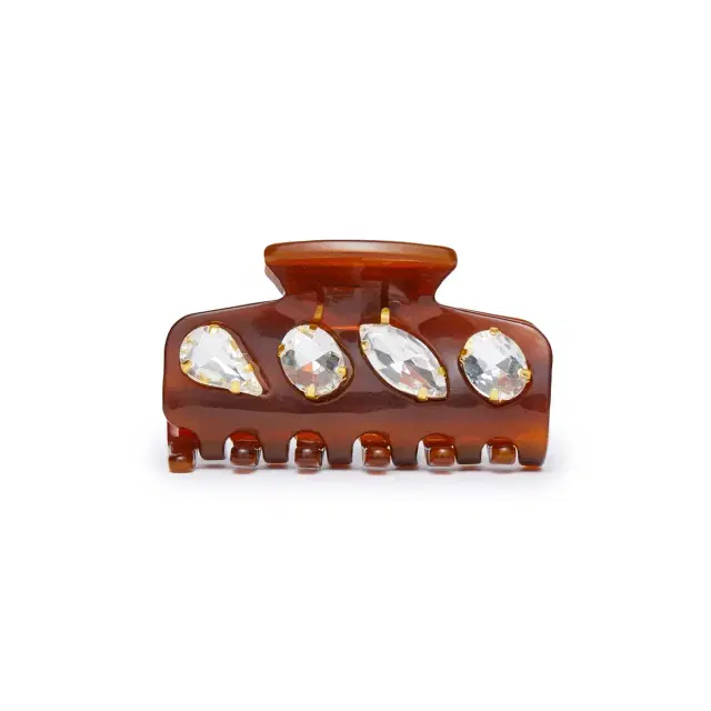 TORTOISE MINI CRYSTAL CLAW CLIP