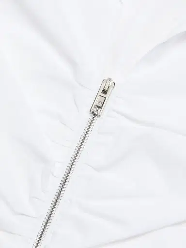 Alexander Wang Women's Gathered Zip-Front Stretch-Cotton Shirt - White | Thumbnail 7