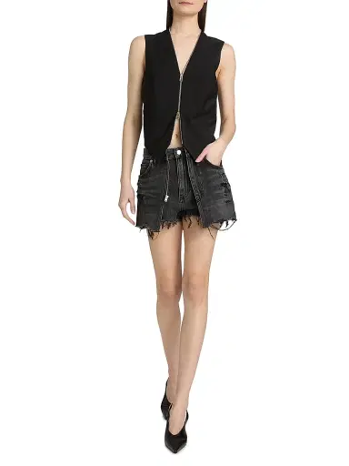 Alexander Wang Women's Distressed Double-Layer Skort - Grey Aged | Thumbnail 2 Alexander Wang Women's Distressed Double-Layer Skort - Grey Aged | Thumbnail 2