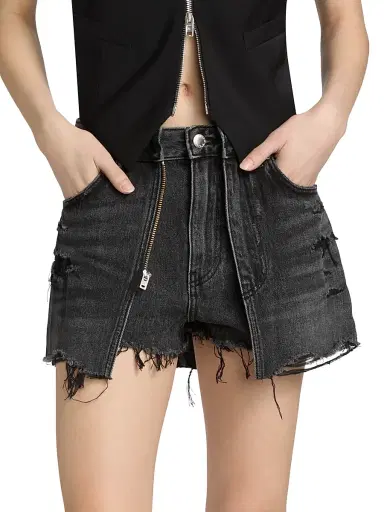 Alexander Wang Women's Distressed Double-Layer Skort - Grey Aged | Thumbnail 3 Alexander Wang Women's Distressed Double-Layer Skort - Grey Aged | Thumbnail 3