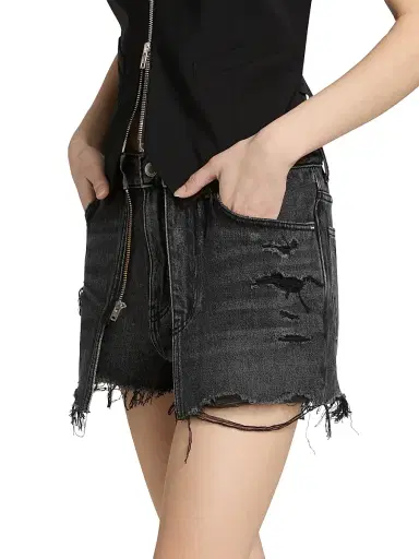 Alexander Wang Women's Distressed Double-Layer Skort - Grey Aged | Thumbnail 4 Alexander Wang Women's Distressed Double-Layer Skort - Grey Aged | Thumbnail 4