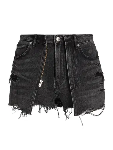 Alexander Wang Women's Distressed Double-Layer Skort - Grey Aged | Thumbnail 1 Alexander Wang Women's Distressed Double-Layer Skort - Grey Aged | Thumbnail 1