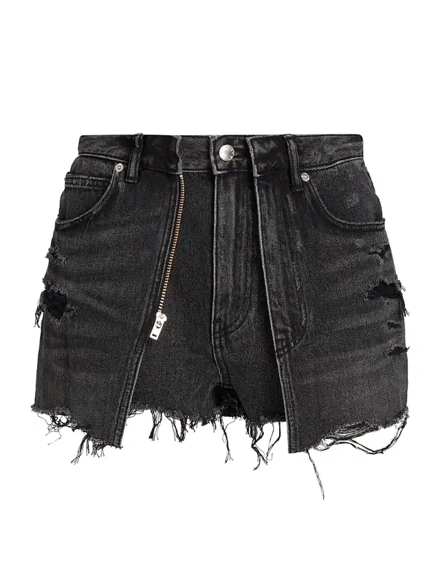Alexander Wang Women's Distressed Double-Layer Skort - Grey Aged