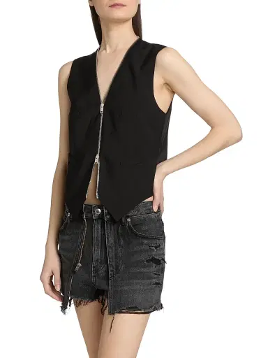 Alexander Wang Women's Tailored Wool-Blend Zip Vest - Black - Size 12 | Thumbnail 4