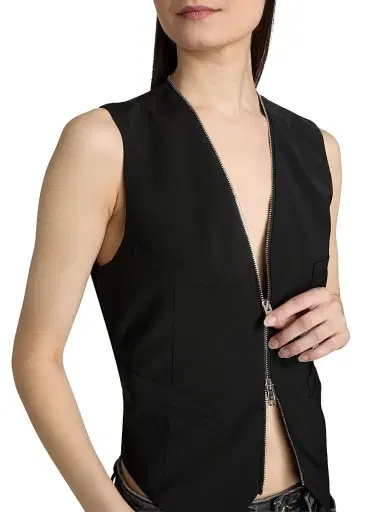 Alexander Wang Women's Tailored Wool-Blend Zip Vest - Black - Size 12 | Thumbnail 6