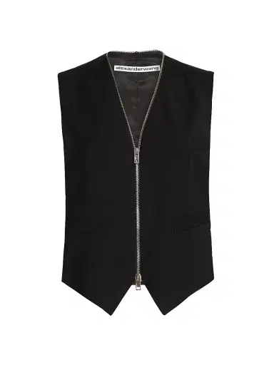 Alexander Wang Women's Tailored Wool-Blend Zip Vest - Black - Size 12 | Thumbnail 1