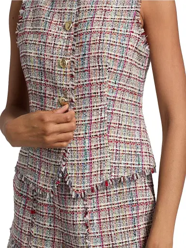Cinq à Sept Women's Carmen Wildflower Tweed Vest - Ivory Multi | Thumbnail 6 Cinq à Sept Women's Carmen Wildflower Tweed Vest - Ivory Multi | Thumbnail 6