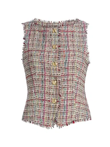 Cinq à Sept Women's Carmen Wildflower Tweed Vest - Ivory Multi | Thumbnail 1 Cinq à Sept Women's Carmen Wildflower Tweed Vest - Ivory Multi | Thumbnail 1