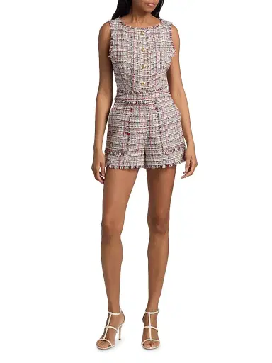 Cinq à Sept Women's Allen Wildflower Tweed Shorts - Ivory Multi - Size 4 | Thumbnail 2